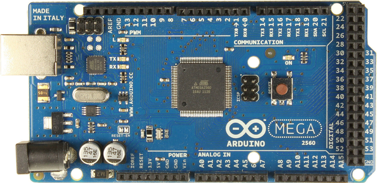 Arduino Mega 2560 development board with ATmega2560 microcontroller for advanced electronics and robotics