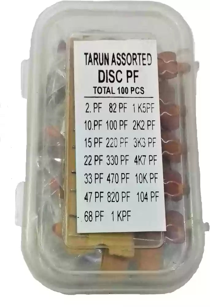 Capacitor kit box with assorted electrolytic and ceramic capacitors for electronic prototyping and repairs