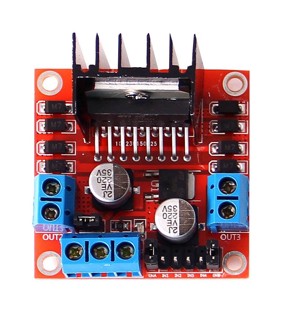 L298N motor driver module for controlling 2 DC motors