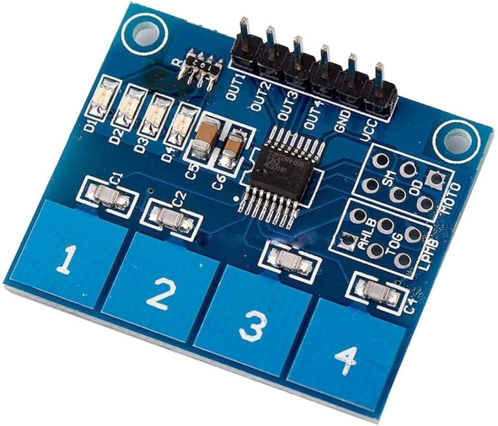 TTP224 4-channel capacitive touch sensor module