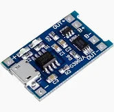 TP4056 lithium battery charging module with Micro USB Type-B connector for single cell Li-Ion batteries