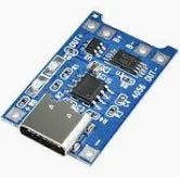 TP4056 lithium battery charging module with USB Type-C connector for single cell Li-Ion batteries