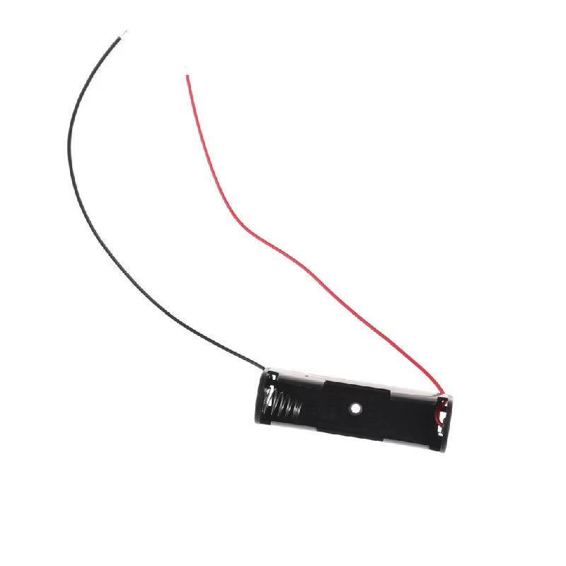 1×AA Small Battery Holder with Red and Black Wire Leads – 1.5V Single Cell Plastic Battery Case