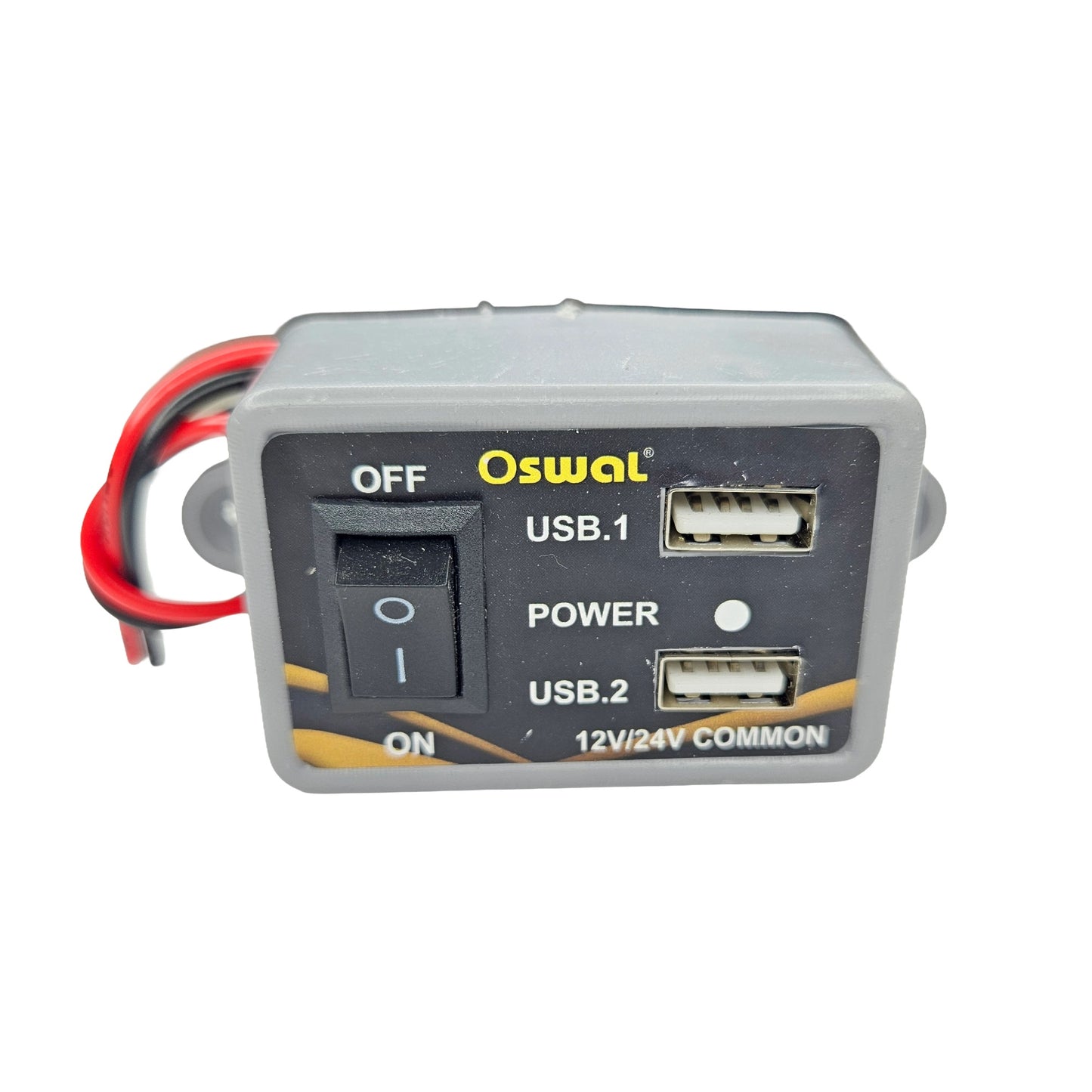 Oswal 12V/24V DC Mobile Charger with Dual USB Fast Charging Port | Quick Recharge Car & Bike USB Charger Adapter