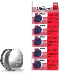 CR2032 3V lithium coin cell battery for watches, calculators, and small electronics