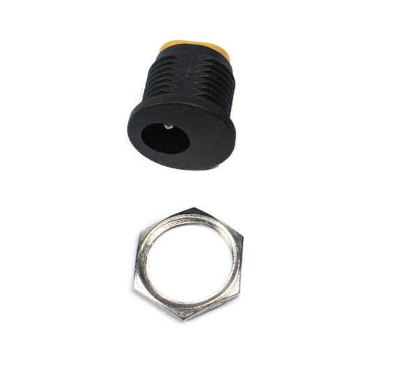 DC Power Socket Female Panel Mount 5.5x2.1mm Round Chassis Connector with Nut