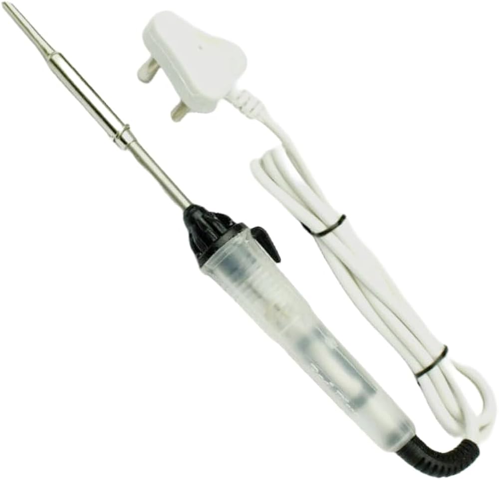 Small 25W soldering iron with fine tip for electronics, PCB repairs, and DIY projects