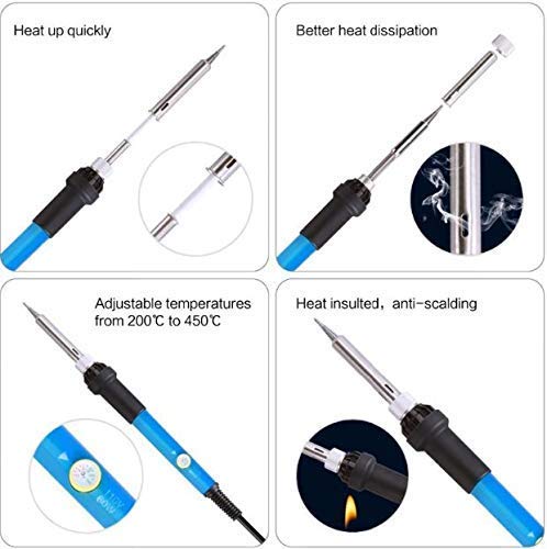 60W Adjustable Electric Soldering Iron 220V | 200–450°C Fast Heating Pencil Soldering Tool with 5 Replaceable Tips for Electronics & DIY Repair