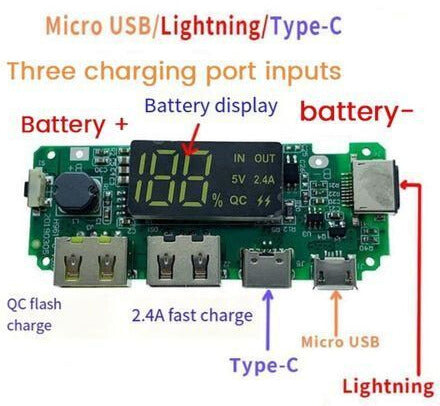 🔋 18650 Lithium Battery Charging Module with Digital Display – Dual USB 5V 2.4A Output