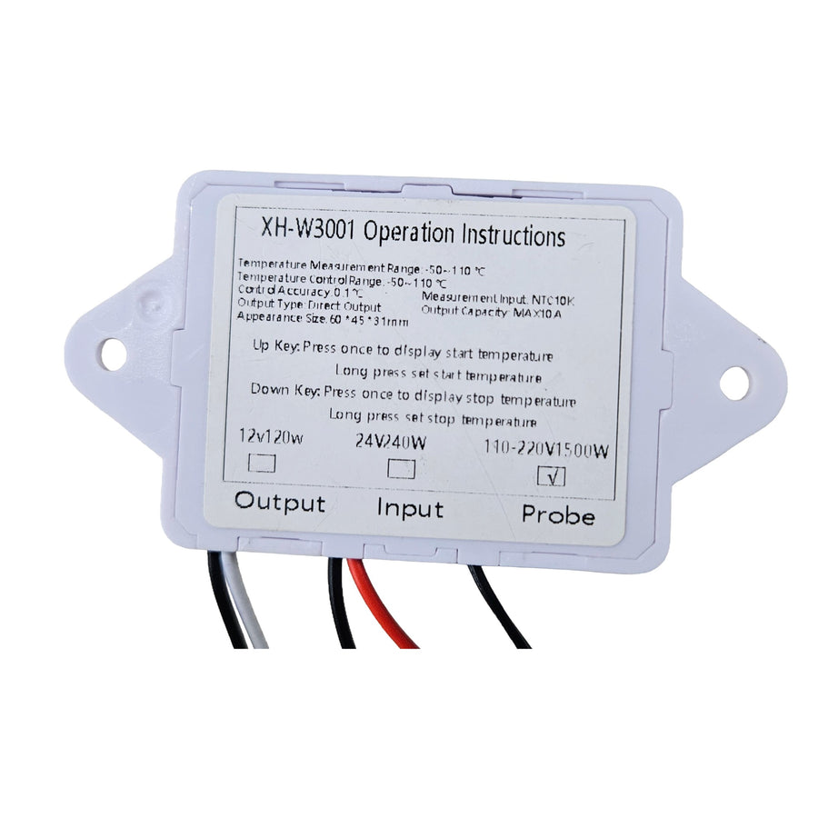 XH-W3001 Digital Temperature Controller with Probe – 110V–220V, -50°C to 110°C, 1500W