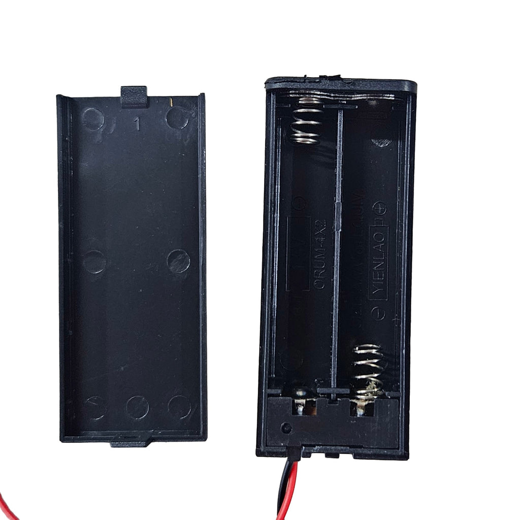 AAA 2 Cell Battery Holder with Cover and ON/OFF Switch – 3V Battery Case with Wire Leads