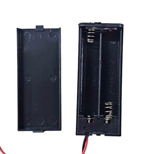 AAA 2 Cell Battery Holder with Cover and ON/OFF Switch – 3V Battery Case with Wire Leads