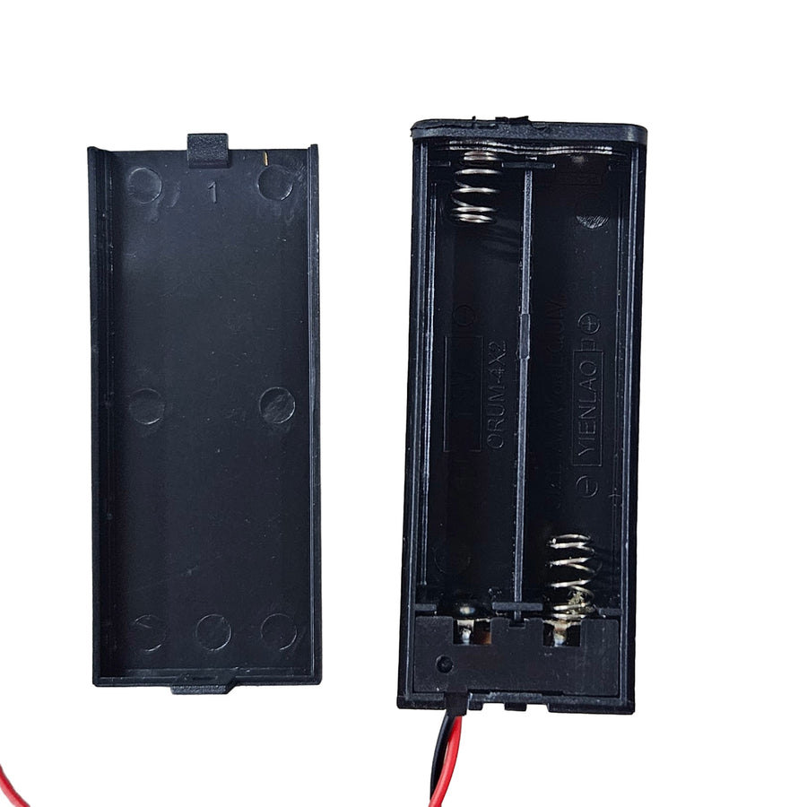 AAA 2 Cell Battery Holder with Cover and ON/OFF Switch – 3V Battery Case with Wire Leads