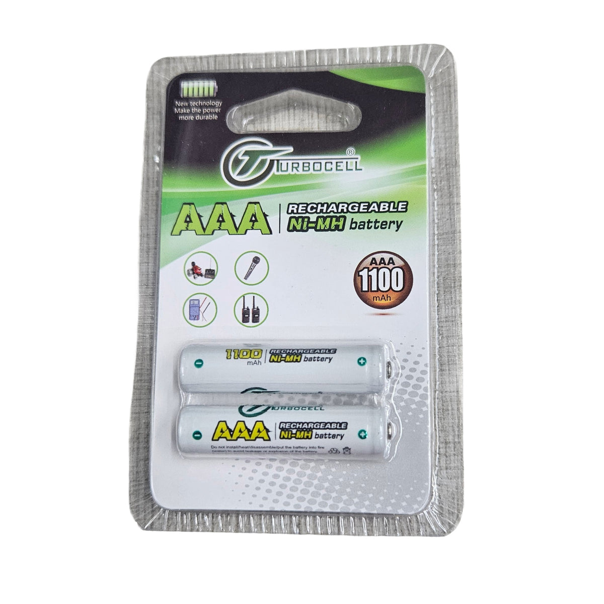 Turbocell AAA 1100mAh Rechargeable Battery – 1.2V Ni-MH Battery Pack of 2