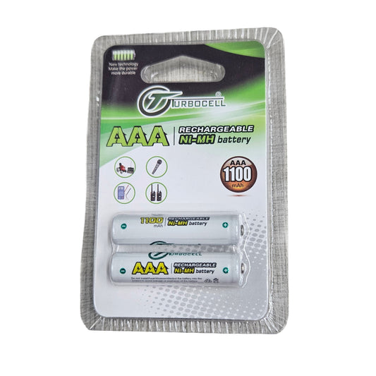 Turbocell AAA 1100mAh Rechargeable Battery – 1.2V Ni-MH Battery Pack of 2
