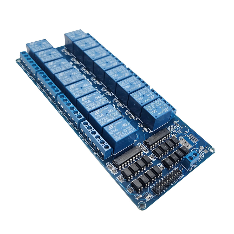 16 Channel 5V Relay Module Low Level Trigger | SRD-05VDC-SL-C 16CH Relay Board | 10A 250VAC / 30VDC for Arduino, ESP32 & Raspberry Pi