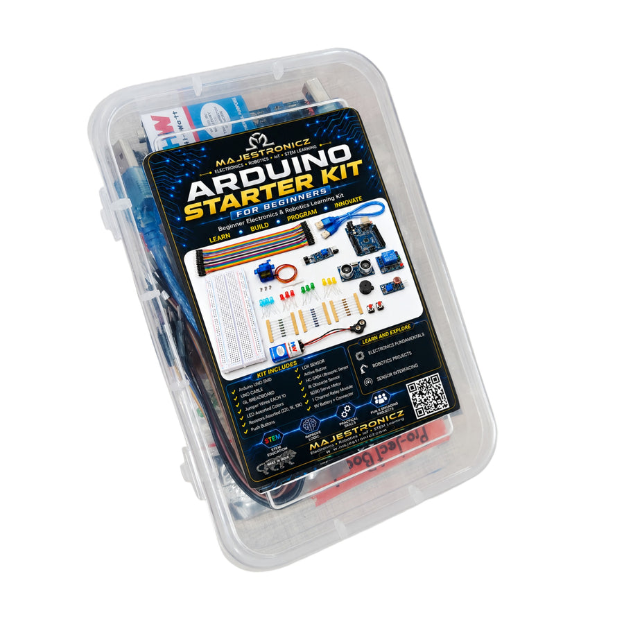 Arduino UNO Starter Kit for Beginners – Complete DIY Electronics Learning Kit with Arduino UNO SMD, Sensors, Servo Motor, Relay Module, Breadboard & Project Components