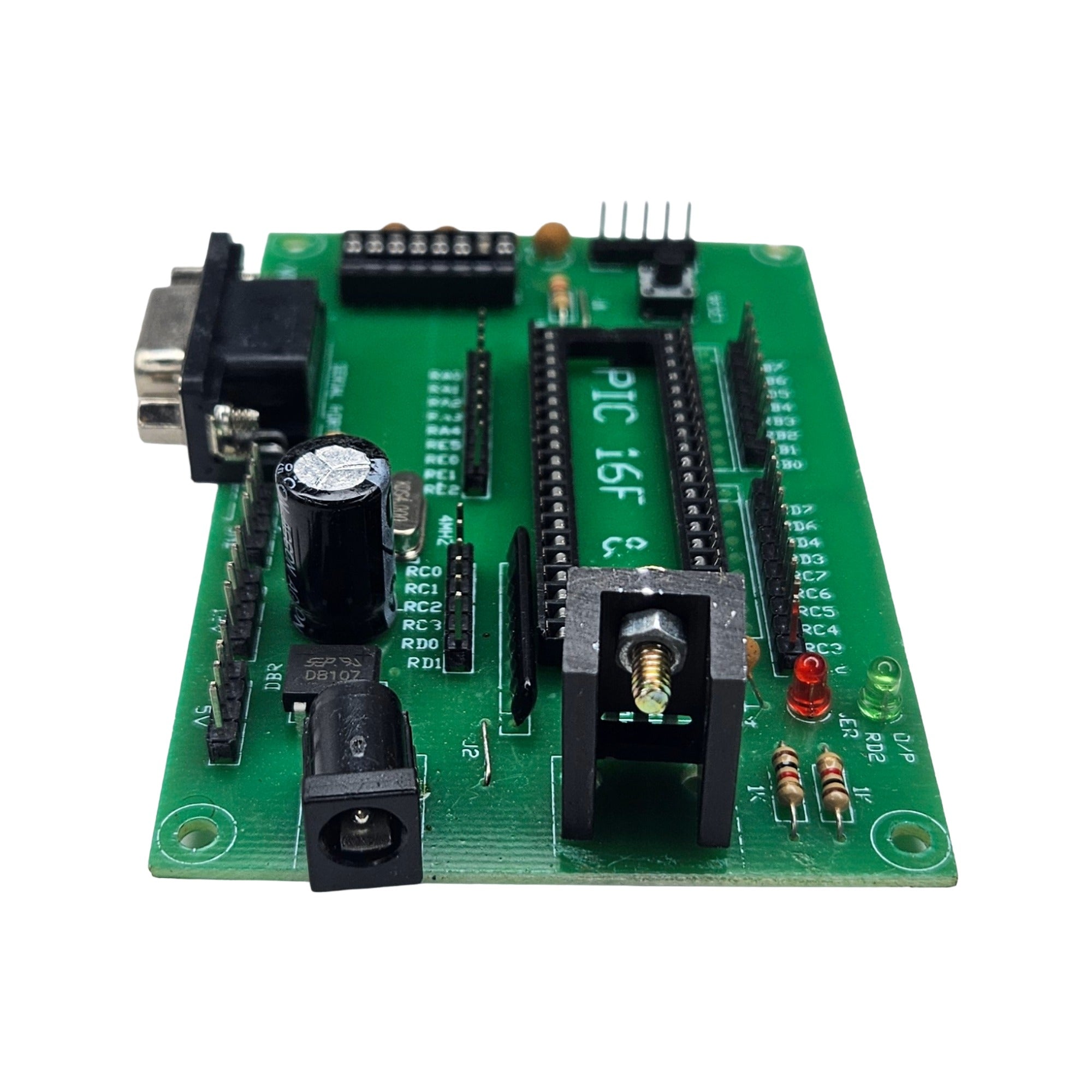 PIC 16F and 18F Microcontroller Development Board with Serial Port and IC Socket