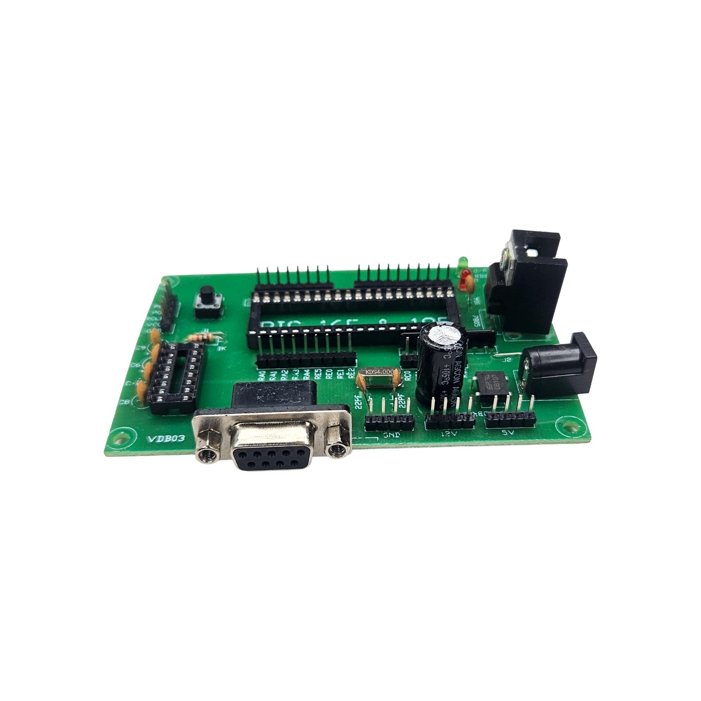 PIC 16F and 18F Microcontroller Development Board with Serial Port and IC Socket