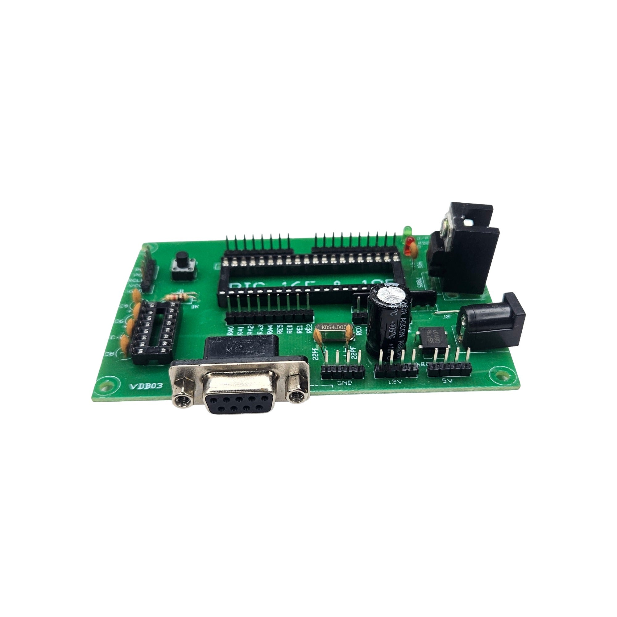 PIC 16F and 18F Microcontroller Development Board with Serial Port and IC Socket