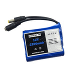NEAK 12V 2200mAh Rechargeable Lithium-Ion Battery Pack with DC Male and Female Connectors