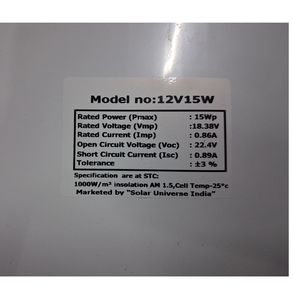 12V 15W  Solar Panel – Aluminium Frame for Battery Charging, Solar Projects and Lighting