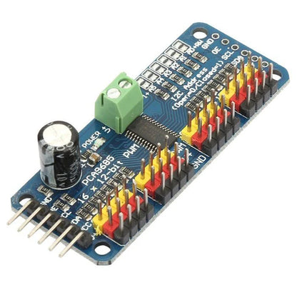 PCA9685 16-channel PWM driver module with I2C interface – servo control board for Arduino and Raspberry Pi