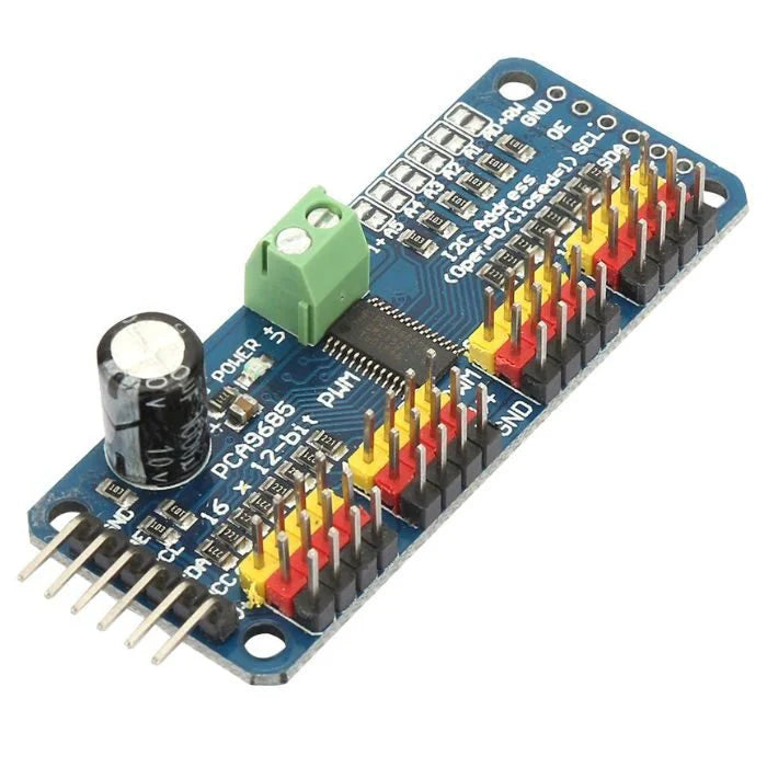 PCA9685 16-channel PWM driver module with I2C interface – servo control board for Arduino and Raspberry Pi
