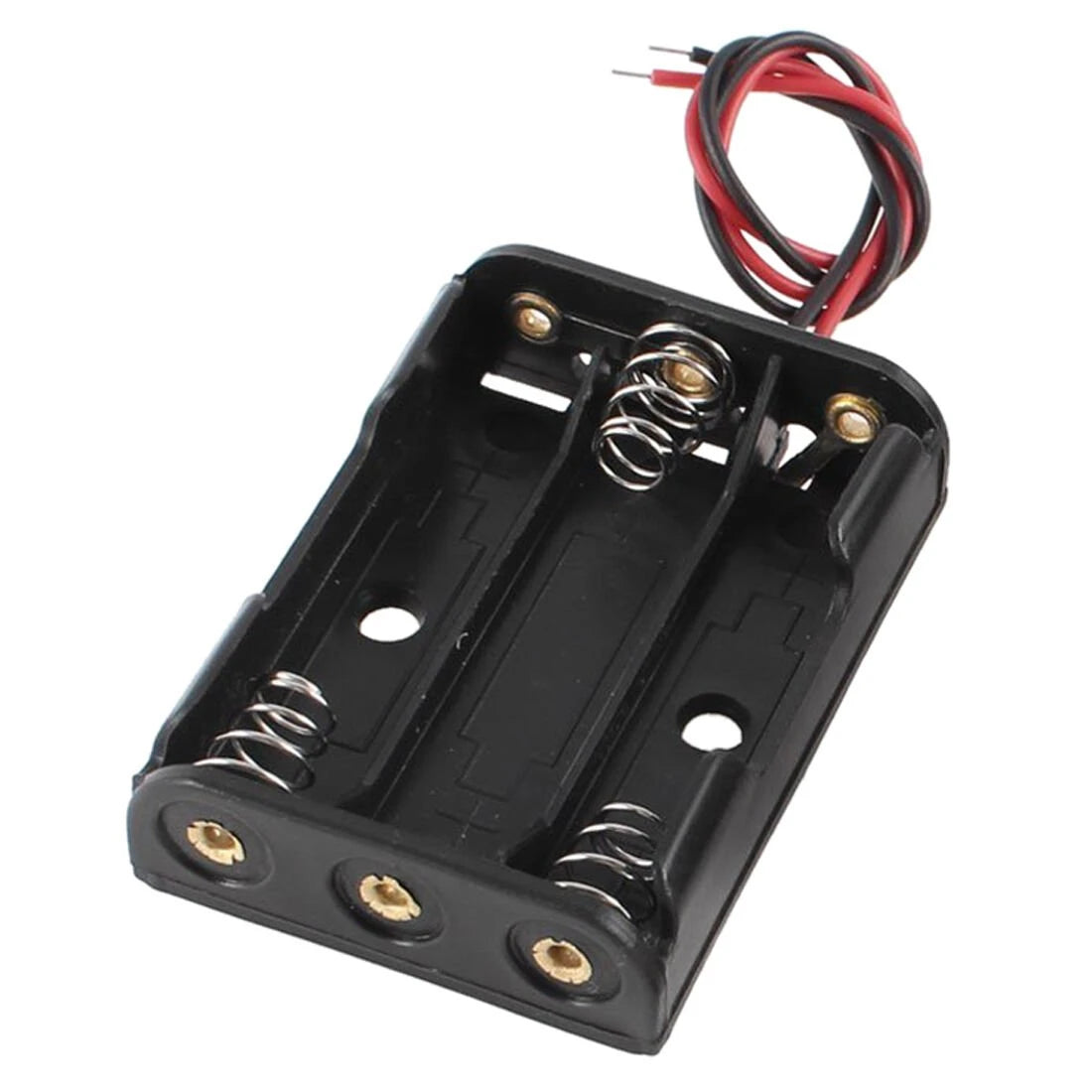 3×AA Small Battery Holder with Red and Black Wire Leads – 4.5V Three-Cell Plastic Battery Case