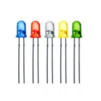 3mm LED Light Emitting Diode (LED) – Pack of 5 (mixed colors) | High Brightness Round LED for Arduino, DIY Electronics & Indicator Applications