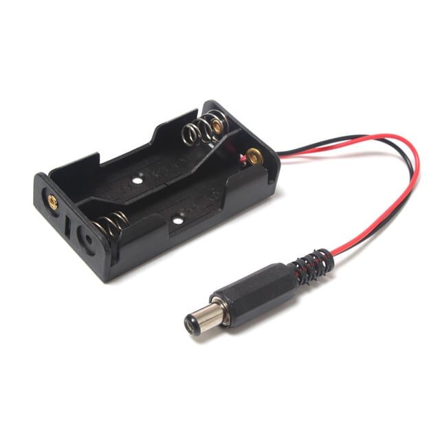 2×AA Battery Holder with DC Plug Output (male pin) – Secure Plastic Battery Case