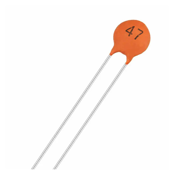 47 Pico Farad (47pF) Ceramic Capacitor | Radial Disc Capacitor for RF Circuits, Oscillators, Filters & DIY Electronics Projects