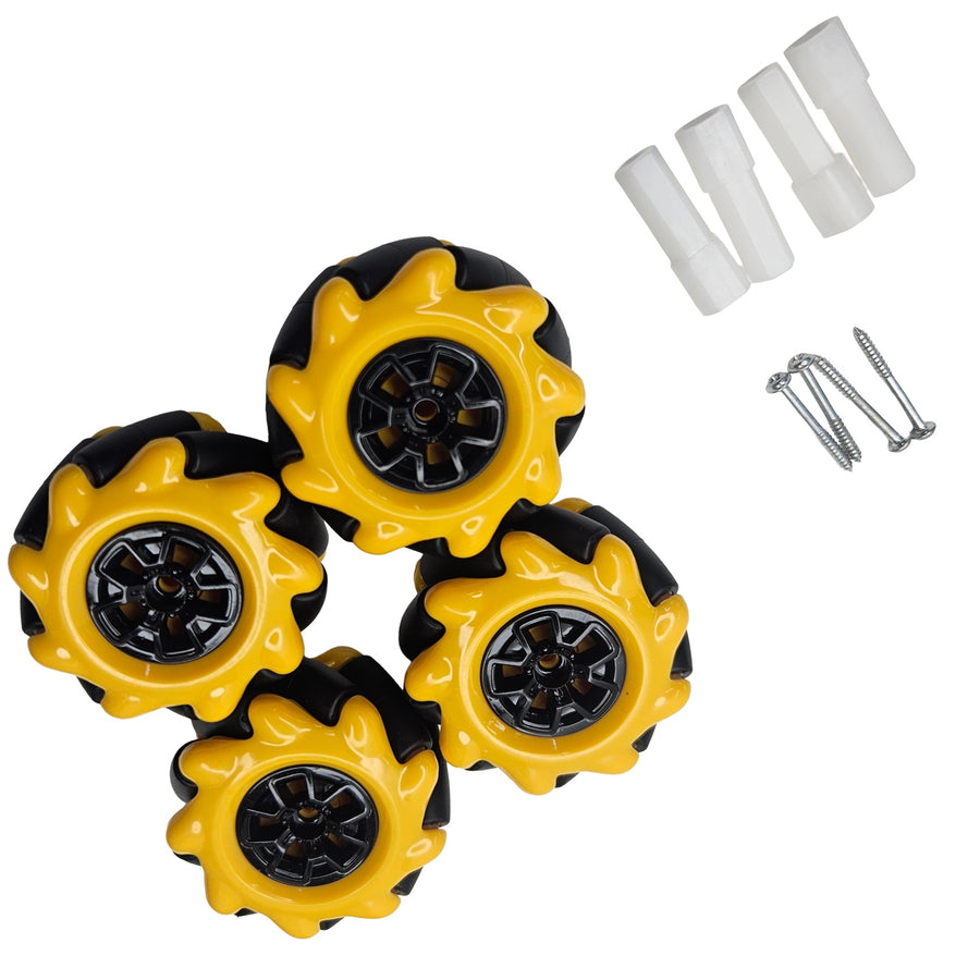 Mecanum Wheel 48mm with Clamp | 4 Wheel for Omnidirectional Small Robotics Projects