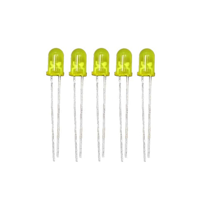 5mm LED – (Yellow) Pack of 5 | Light Emitting Diode (LED) High Brightness Round LED for Arduino, DIY Electronics & Indicator Applications