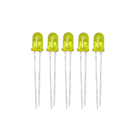 5mm LED – (Yellow) Pack of 5 | Light Emitting Diode (LED) High Brightness Round LED for Arduino, DIY Electronics & Indicator Applications
