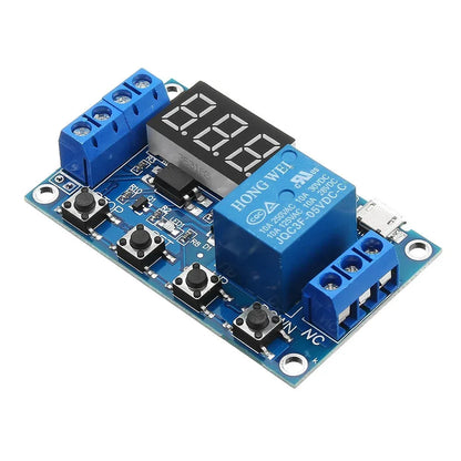 1-Channel Timer Relay Module with Adjustable Timing Cycles (6–30V) for Projects