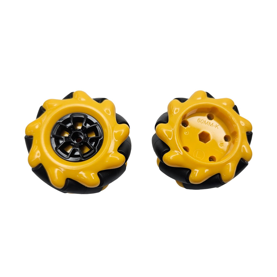 Mecanum Wheel 60mm with Clamp (4 Wheel / 4 Tyre Set) – Medium Omnidirectional Robot Wheel for Robotics Projects