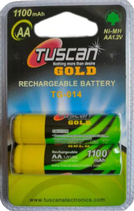 AA Rechargeable Battery Ni-MH 1.2V - 1100mAh (2 cell pair) - Tuscan
