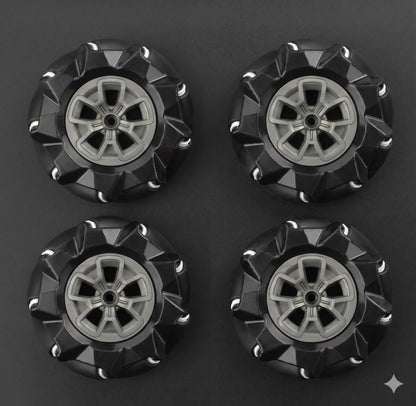97mm Mecanum Wheels Set (Left + Right) (4 Wheels) with Metal Coupling | Omni Directional Wheels for Arduino, Raspberry Pi Robot Car