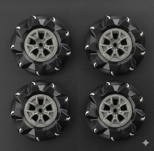 97mm Mecanum Wheels Set (Left + Right) (4 Wheels) with Metal Coupling | Omni Directional Wheels for Arduino, Raspberry Pi Robot Car
