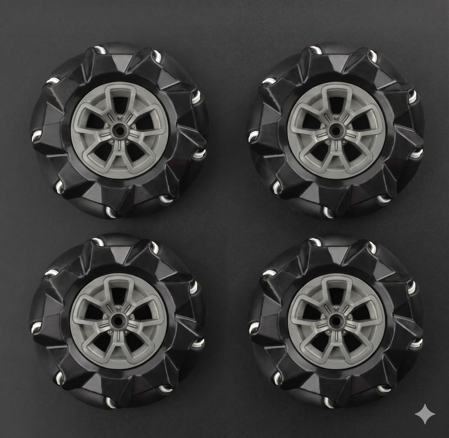 97mm Mecanum Wheels Set (Left + Right) (4 Wheels) with Metal Coupling | Omni Directional Wheels for Arduino, Raspberry Pi Robot Car