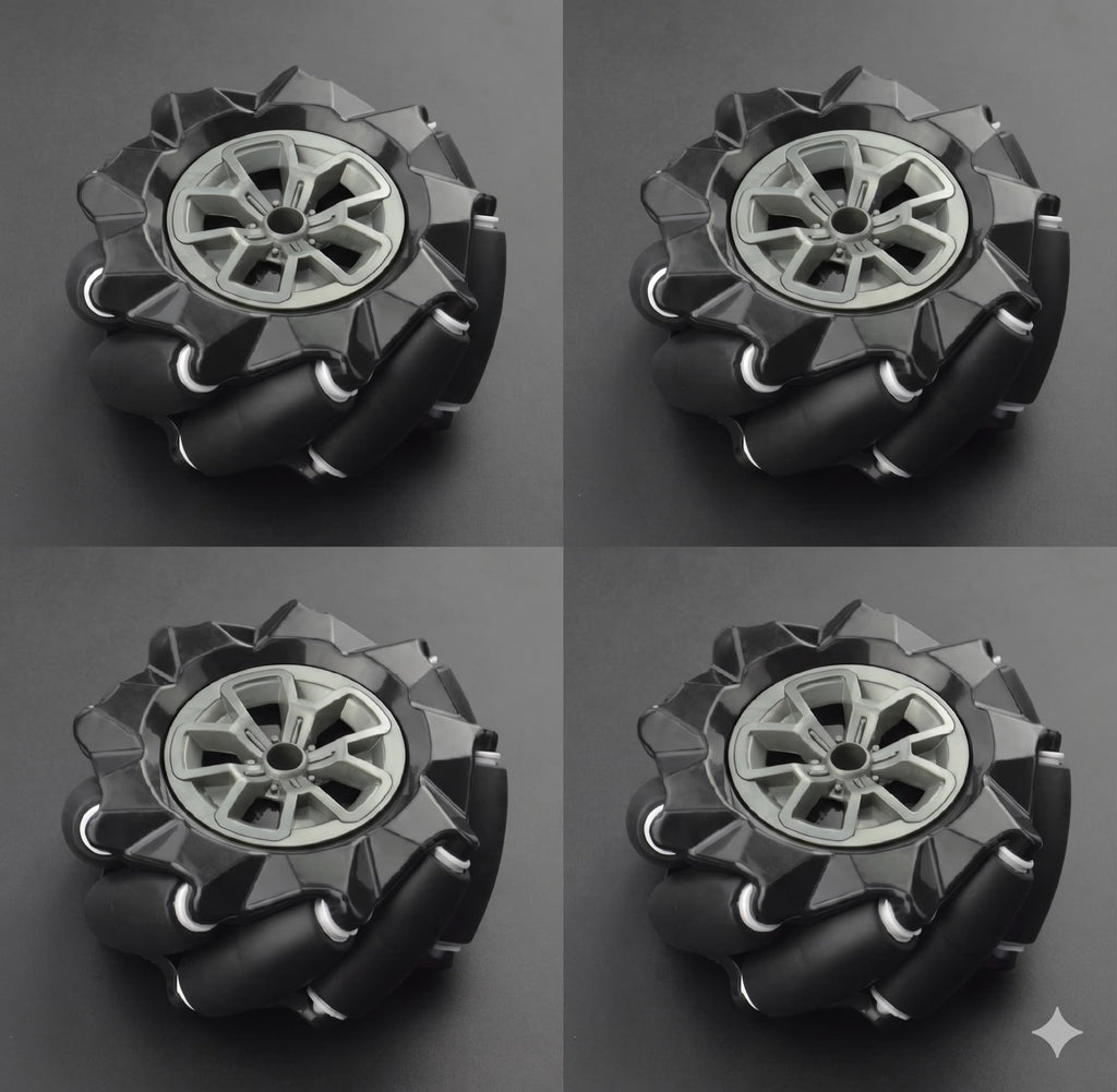 97mm Mecanum Wheels Set (Left + Right) (4 Wheels) with Metal Coupling | Omni Directional Wheels for Arduino, Raspberry Pi Robot Car