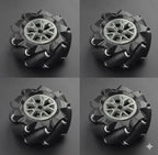 97mm Mecanum Wheels Set (Left + Right) (4 Wheels) with Metal Coupling | Omni Directional Wheels for Arduino, Raspberry Pi Robot Car