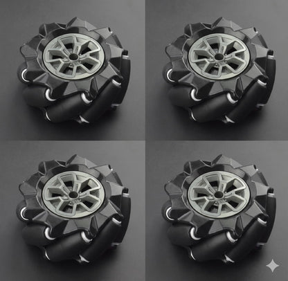 97mm Mecanum Wheels Set (Left + Right) (4 Wheels) with Metal Coupling | Omni Directional Wheels for Arduino, Raspberry Pi Robot Car