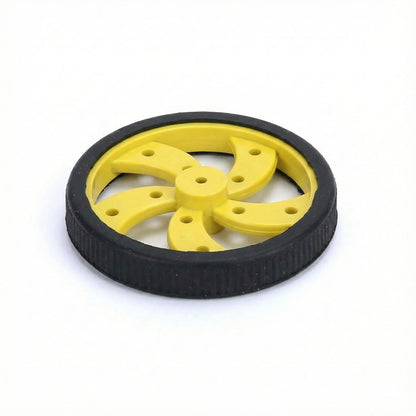 Robotic BO Motor Wheel Yellow 7cm x 1.5cm – Rubber Tyre Wheel for BO Motor Robot Car