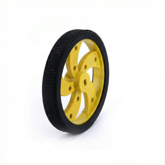 Robotic BO Motor Wheel Yellow 7cm x 1.5cm – Rubber Tyre Wheel for BO Motor Robot Car