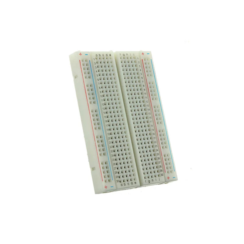 Medium solderless breadboard with 400 tie points for prototyping and Arduino circuit development