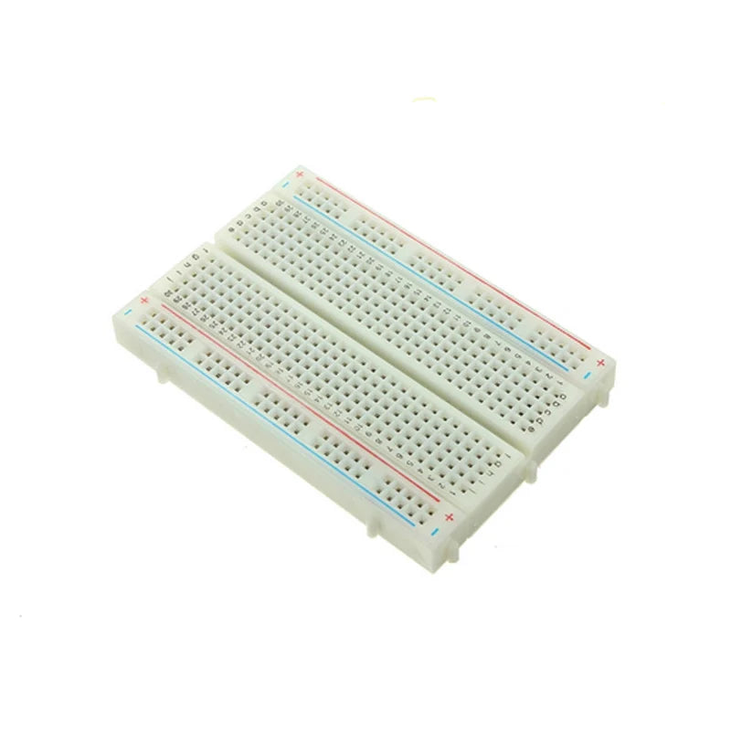 Medium solderless breadboard with 400 tie points for prototyping and Arduino circuit development