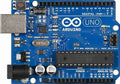 Arduino Uno R3 development board with ATmega328P microcontroller for electronics and prototyping