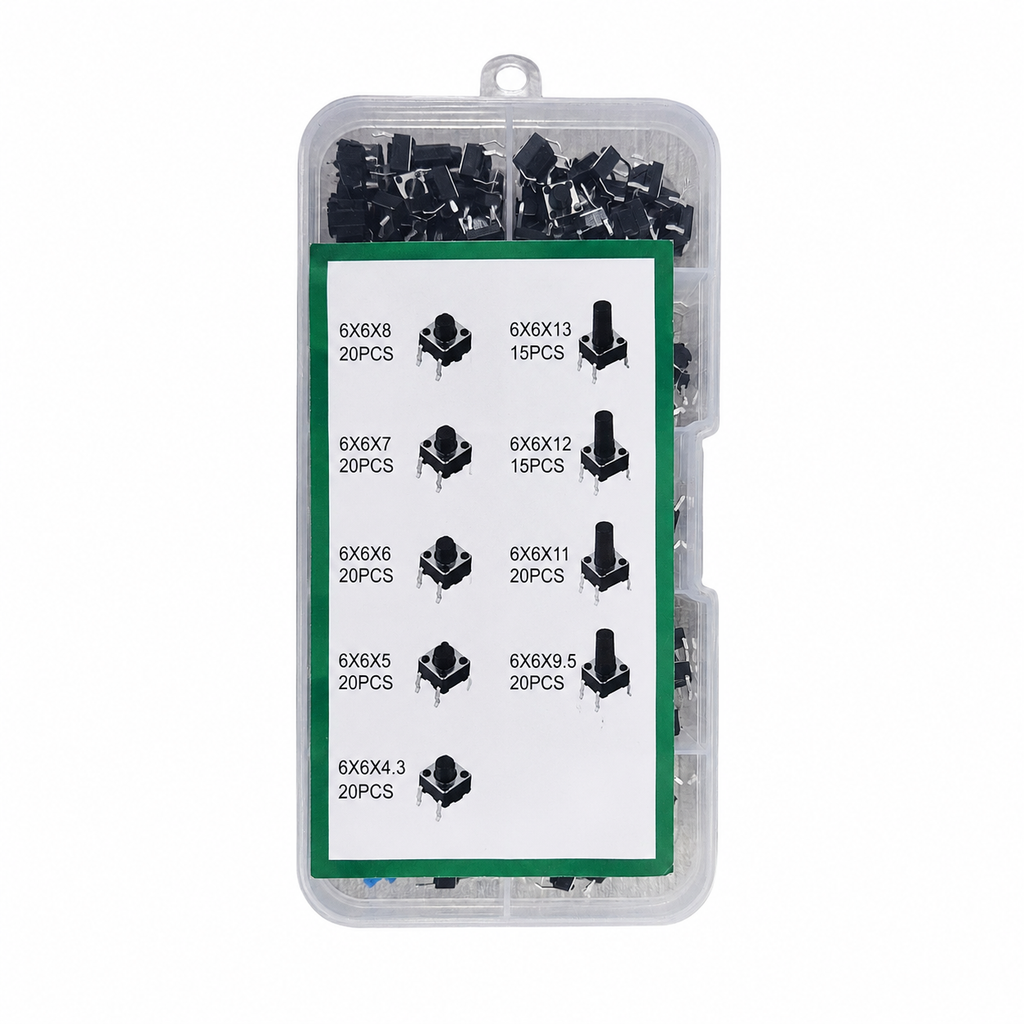 Tactile Push Button Switch Assorted (Pack of 5) – 6x6mm PCB Momentary Switch for DIY Electronics